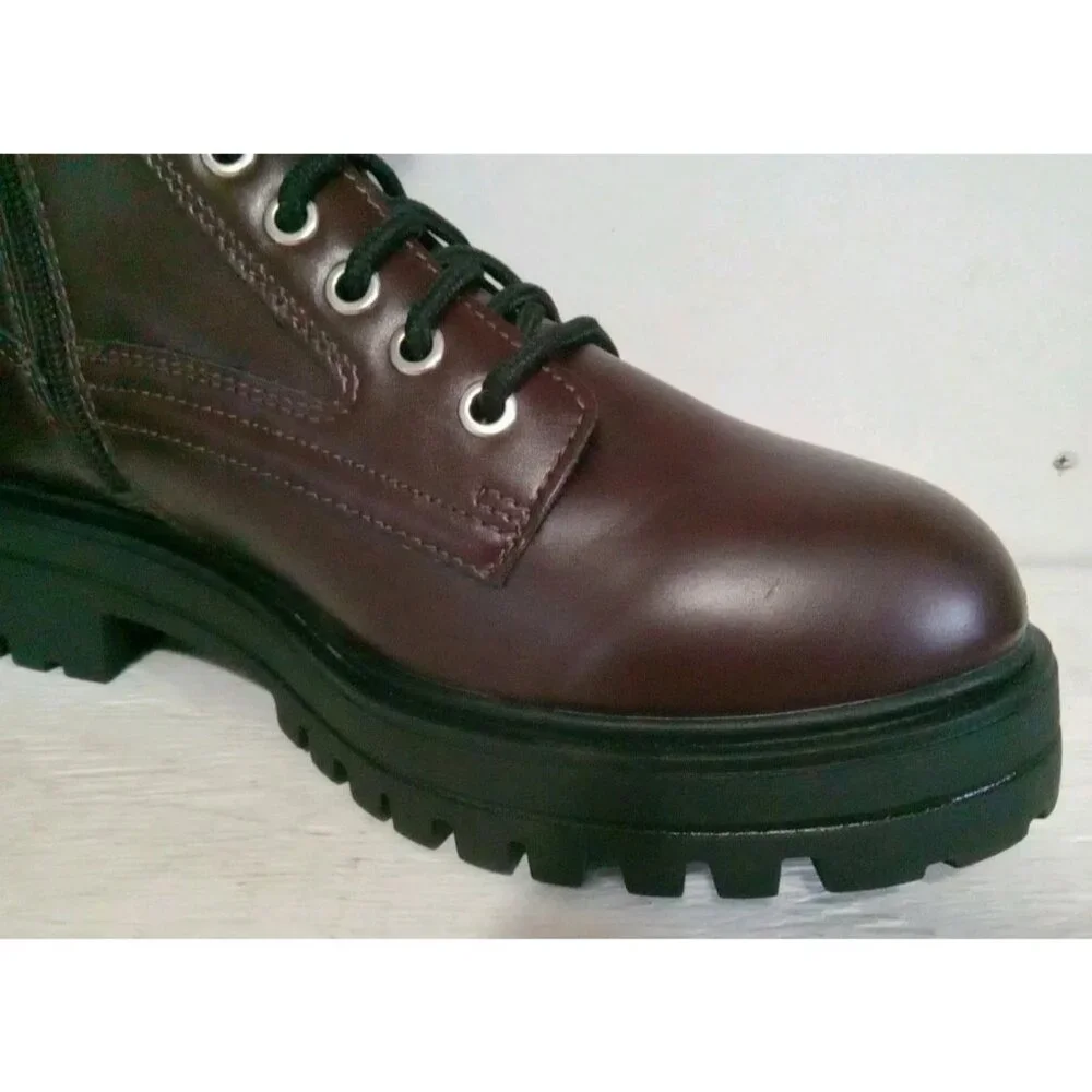 No Boundaries Women's Brown Faux Leather Combat Boot, Size 10, Brown/Black - Picture 5 of 6